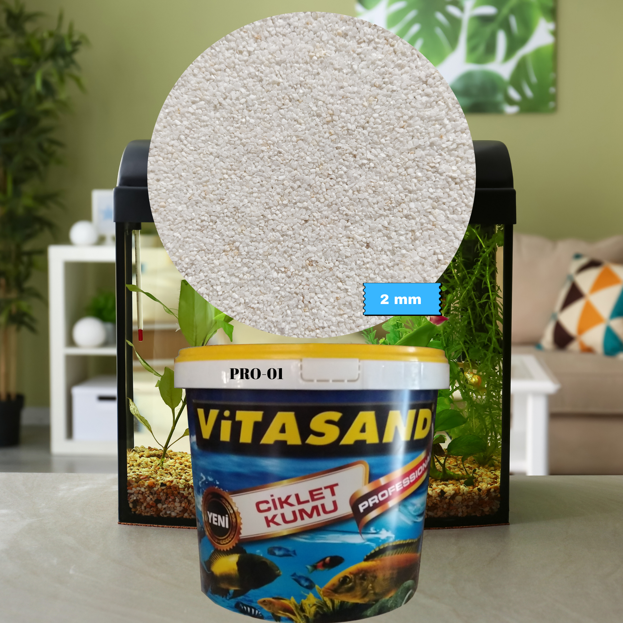 Vitasand Pro-01 2mm Kalsiyum Karbonatlı Akvaryum Kumu