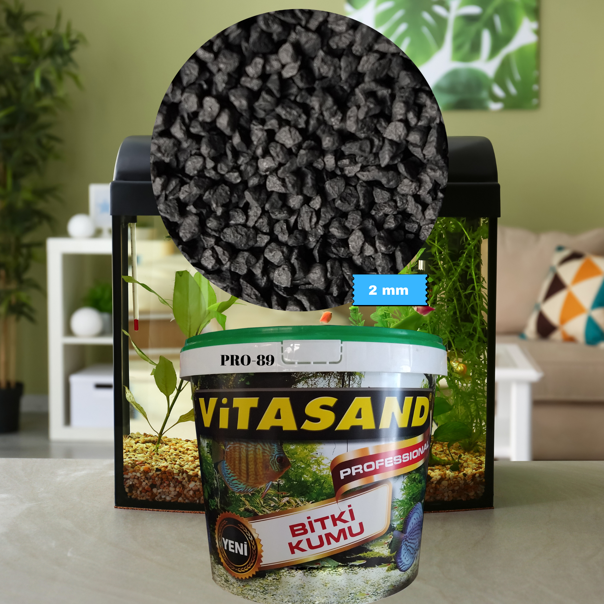 Vitasand Pro-89 2mm Siyah Bitki ve Akvaryum Kumu