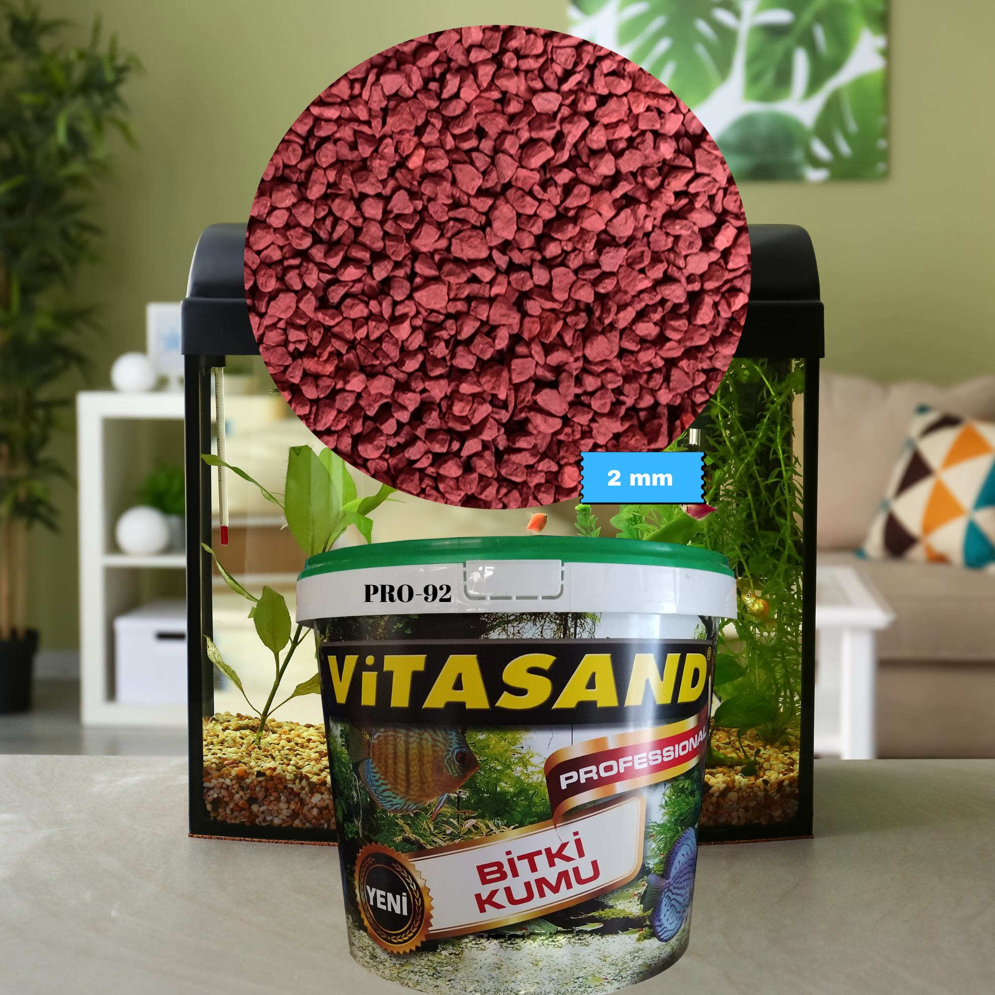 Vitasand Pro-92 2mm Kırmızı Bitki ve Akvaryum Kumu