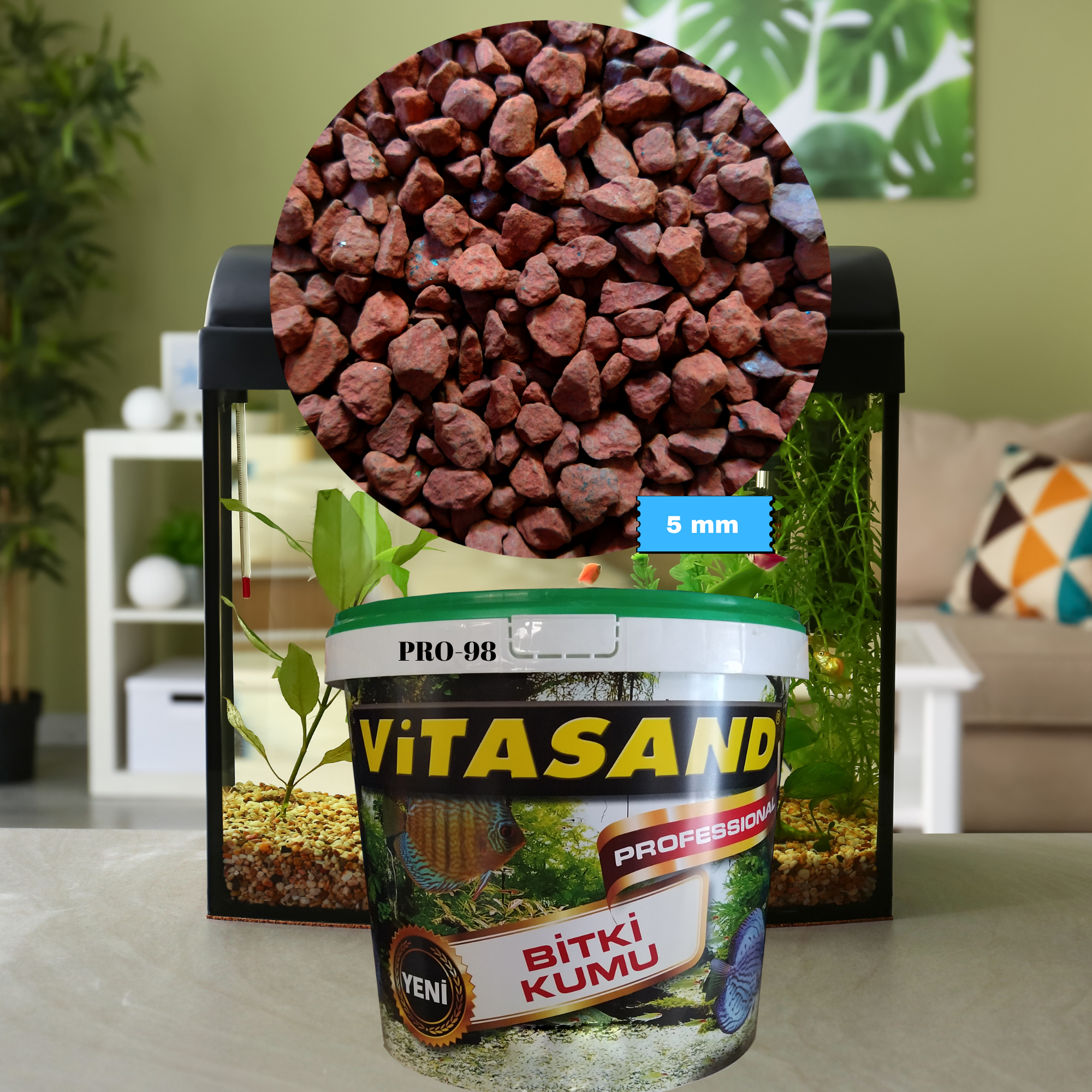 Vitasand Pro-98 5mm Kırmızı Bitki ve Akvaryum Kumu